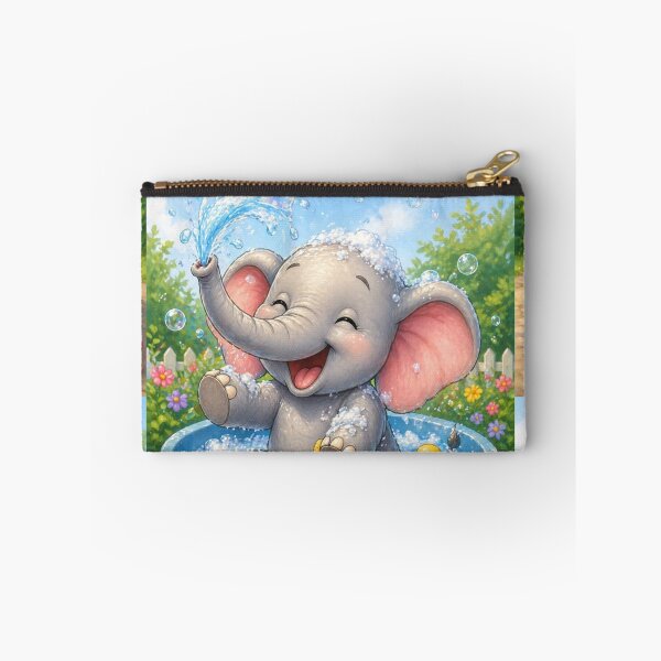 Item preview, Cute Baby Elephant Bath Time Fun Illustration designed and sold by Hafcishop.