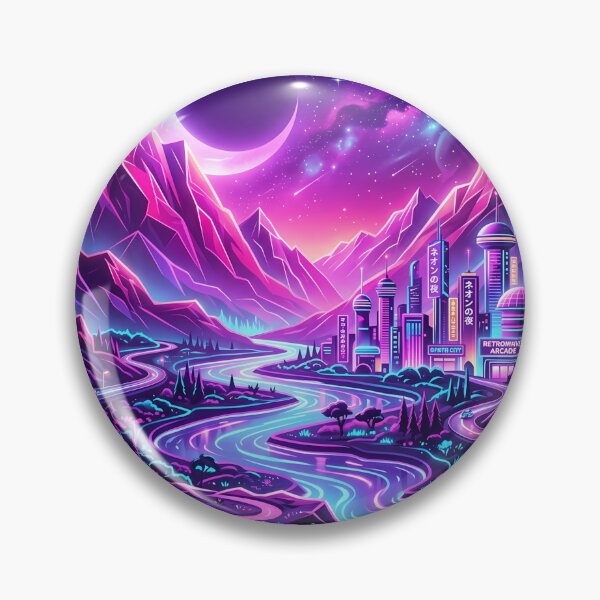 Item preview, Neon Cyberpunk Synth City Astronaut Space Landscape designed and sold by novadawy.