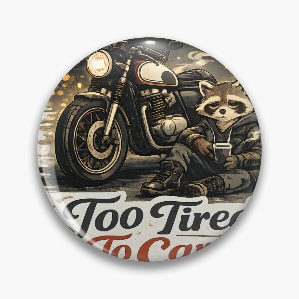 Item preview, Too Tired To Care Retro Café Racer Raccoon Streetwear Aesthetic designed and sold by StickyGuys.