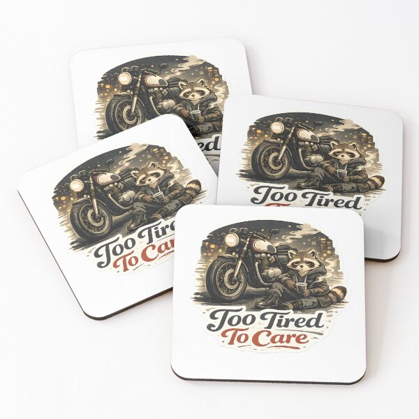 Item preview, Too Tired To Care Retro Café Racer Raccoon Streetwear Aesthetic designed and sold by StickyGuys.