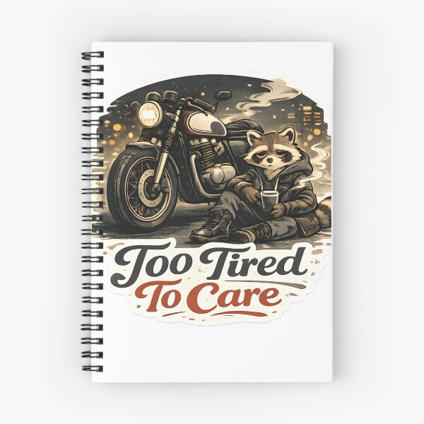 Item preview, Too Tired To Care Retro Café Racer Raccoon Streetwear Aesthetic designed and sold by StickyGuys.