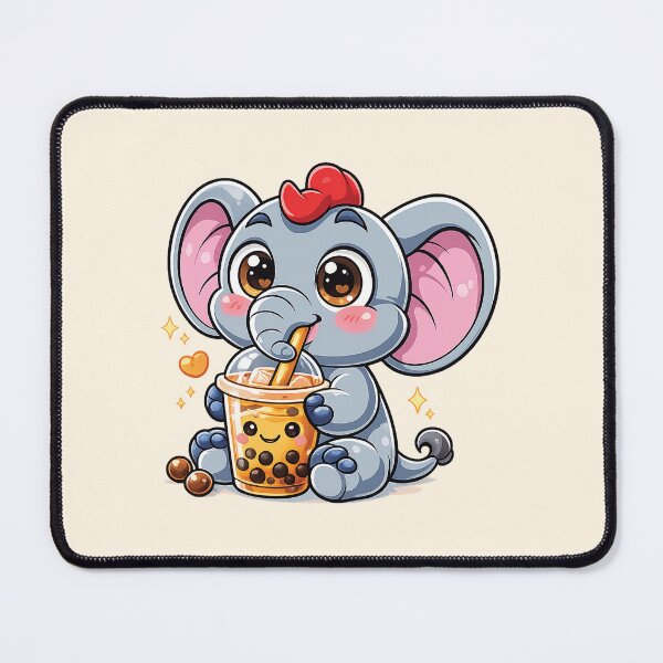 Item preview, Kawaii Elephant Drinking Bubble Tea Cute Cartoon Food designed and sold by Lansangsan.