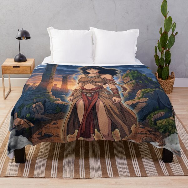 Item preview, Retro 90s Anime Warrior Goddess – Ancient Ruins Fantasy, Vintage Anime Aesthetic Art designed and sold by Retrocryxx.