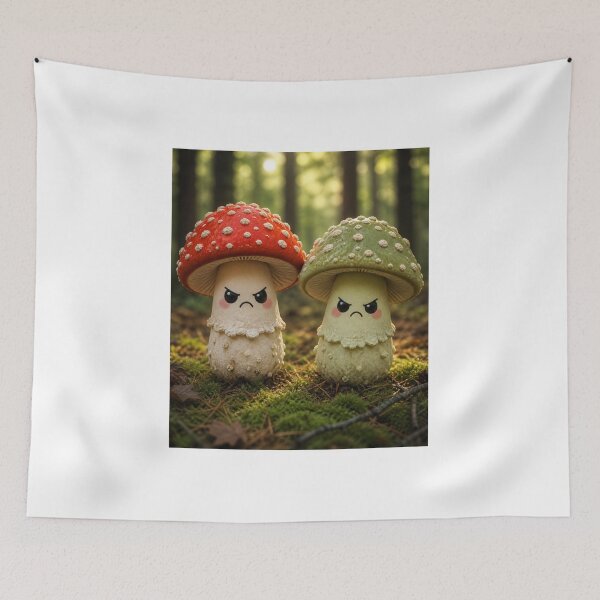 Artikelvorschau, Niedliche, wütende Giftpilze – Kawaii-Waldstimmung mit bösen Fliegenpilzen entworfen und verkauft von MarekoraStudio.