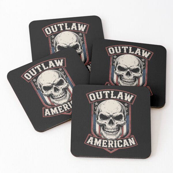 Item preview, Outlaw American Vintage Skull Shield Emblem designed and sold by OldGloryForge.