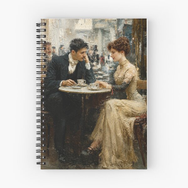 Item preview, Romantic Impressionist Painting Vintage Paris Café Couple for Art Lovers designed and sold by RickE.