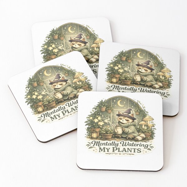 Item preview, Mentally Watering My Plants Cozy Witch Cat Botanical Aesthetic designed and sold by StickyGuys.