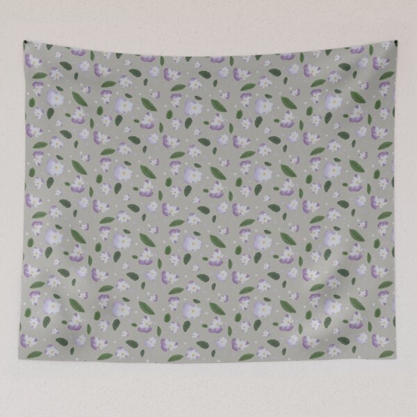 Item preview, Pansy Party - French Gray with leaves designed and sold by MelnDesign.