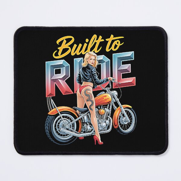 Item preview, Built To Ride Biker Girl Tattoo Chopper Motorcycle Retro Pin Up Woman designed and sold by graphixpolash.