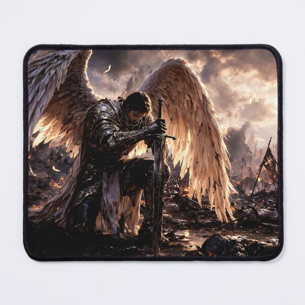 Item preview, Fallen Angel Warrior – Epic Dark Fantasy Battle Scene with Wings and Sword designed and sold by thor81pl.