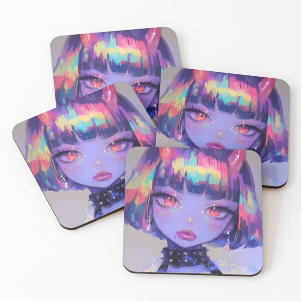 Item preview, Iridescent Horned Anime Demon Girl designed and sold by bubblegoth.