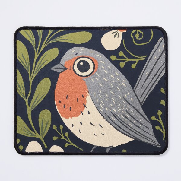Item preview, Robin Bird Art Print | Botanical Robin Wall Art with White Flowers designed and sold by Filora Atelier | Bird Art.