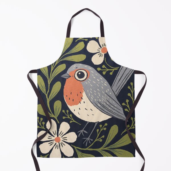 Item preview, Robin Bird Art Print | Botanical Robin Wall Art with White Flowers designed and sold by Filora Atelier | Bird Art.