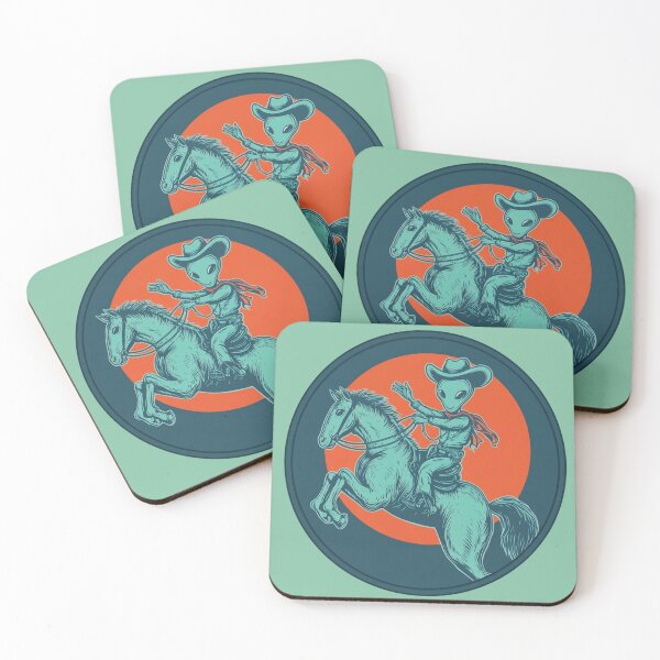 Item preview, Roswell Rodeo - Vintage Alien Cowboy Poster designed and sold by Cosmic Cactus.