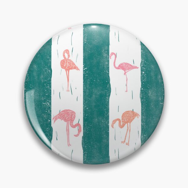 Item preview,  Flamingos and Stripes Deep Teal  Block Print Style designed and sold by PD-Coastal.