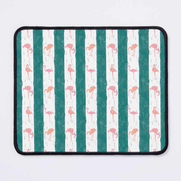 Item preview, Flamingos and Stripes Deep Teal Block Print Style designed and sold by PD-Coastal.