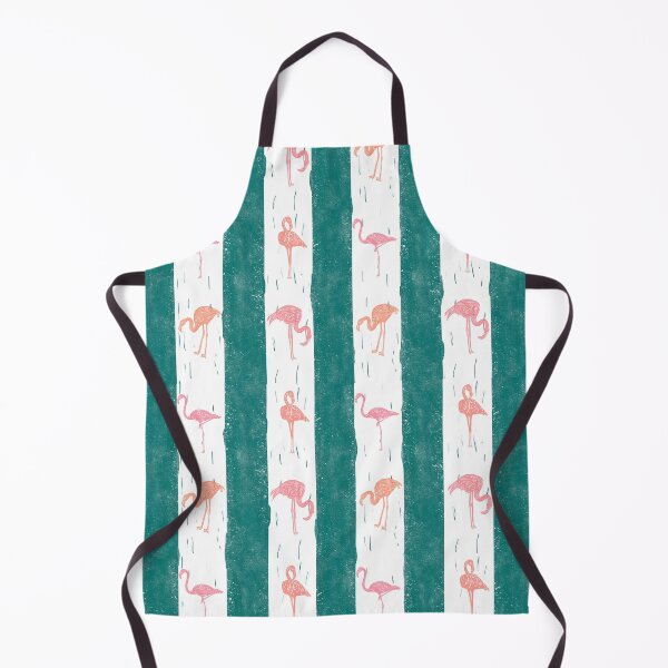 Item preview, Flamingos and Stripes Deep Teal Block Print Style designed and sold by PD-Coastal.