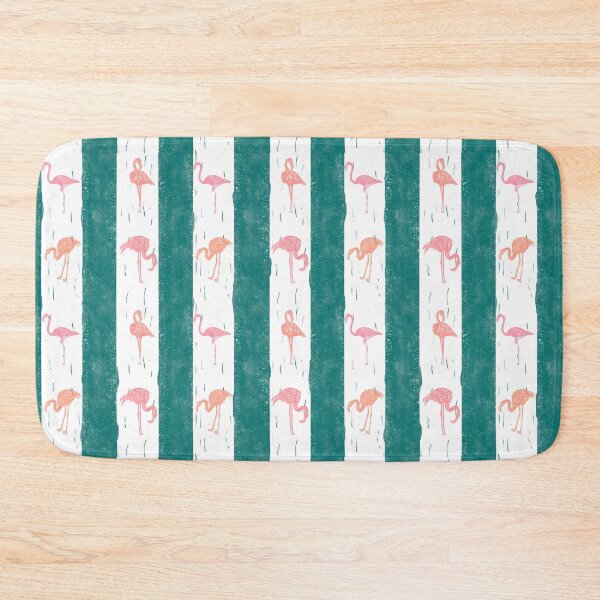 Item preview,  Flamingos and Stripes Deep Teal  Block Print Style designed and sold by PD-Coastal.