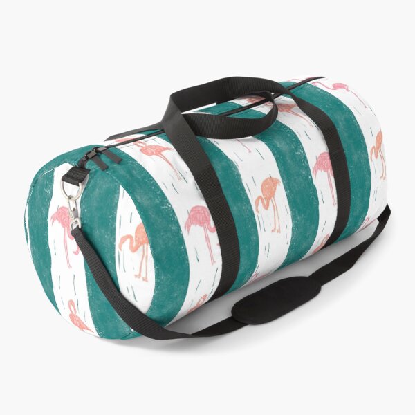 Item preview,  Flamingos and Stripes Deep Teal  Block Print Style designed and sold by PD-Coastal.