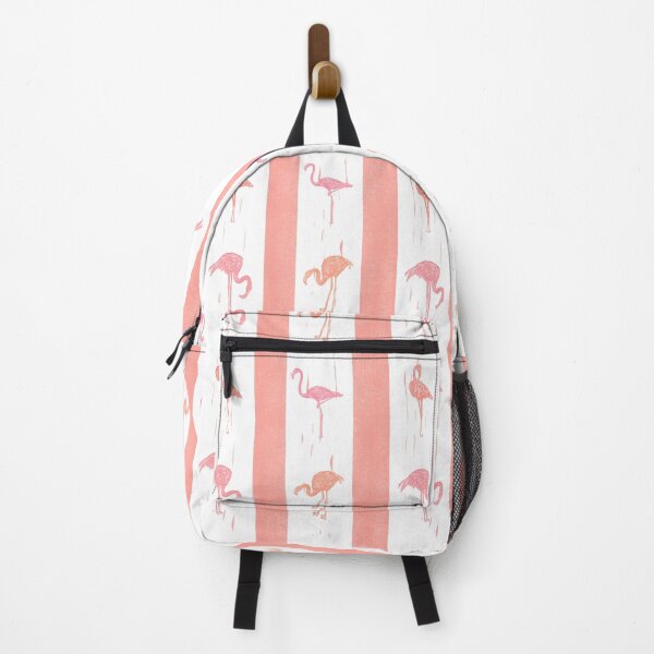 Item preview, Flamingos and Stripes Coral Block Print Style designed and sold by PD-Coastal.