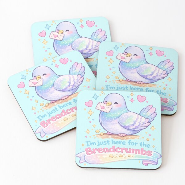 Item preview, Pastel Cute Pigeon with Funny Quote “I’m Just Here for the Breadcrumbs” – Kawaii Bird Icon PNG designed and sold by Nusha Creations.