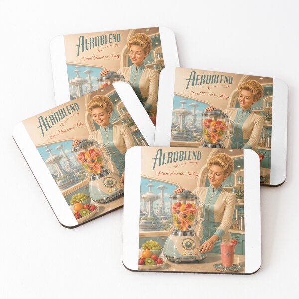 Item preview, Wall Art - Postcard - Aeroblend Retro-Futuristic Smoothie Ad with Space-Age Style designed and sold by ForeverPrintsOK.
