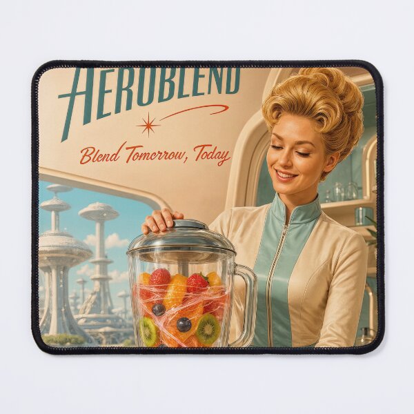 Item preview, Wall Art - Postcard - Aeroblend Retro-Futuristic Smoothie Ad with Space-Age Style designed and sold by ForeverPrintsOK.