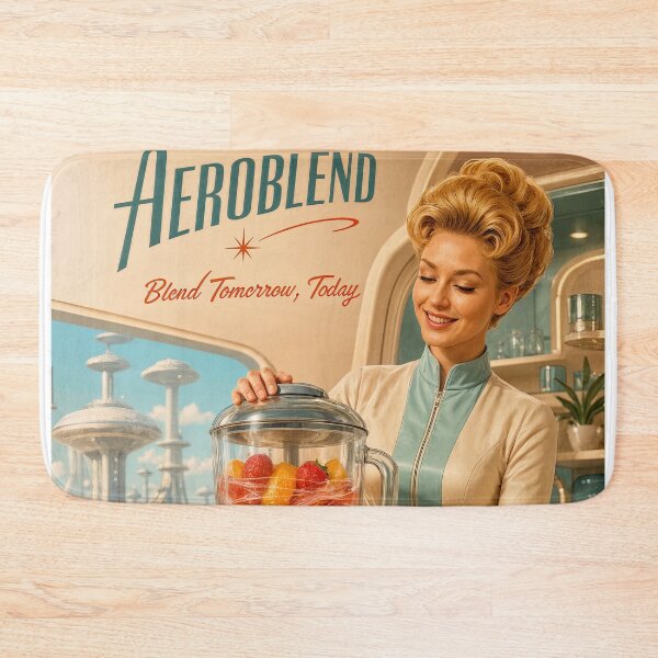 Item preview, Wall Art - Postcard - Aeroblend Retro-Futuristic Smoothie Ad with Space-Age Style designed and sold by ForeverPrintsOK.
