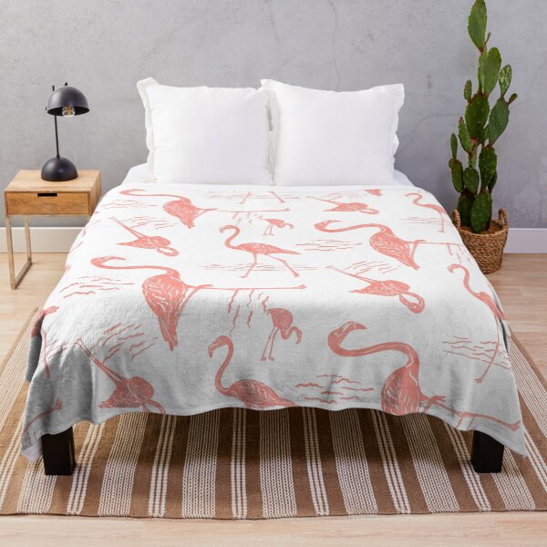 Item preview, Flamingo Frolic Block Print Style designed and sold by PD-Coastal.