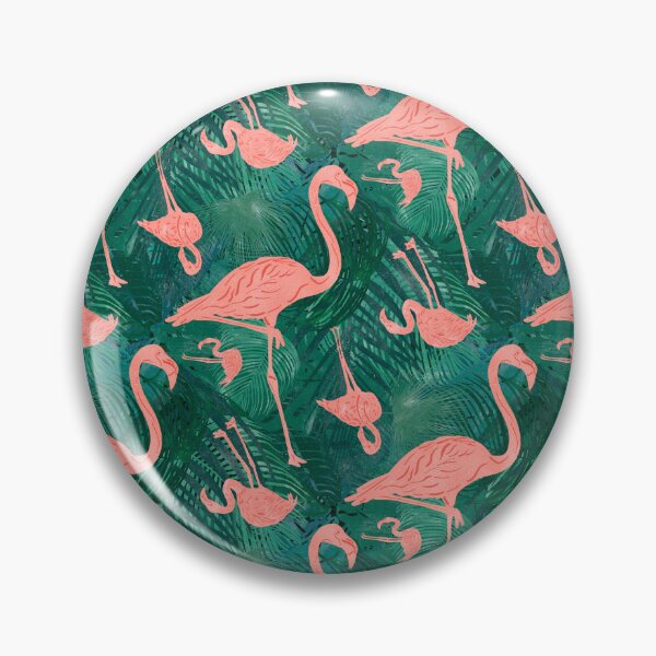 Item preview, Tropical Leaves and Flamingos Block Print Style designed and sold by PD-Coastal.