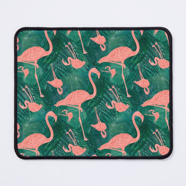Item preview, Tropical Leaves and Flamingos Block Print Style designed and sold by PD-Coastal.