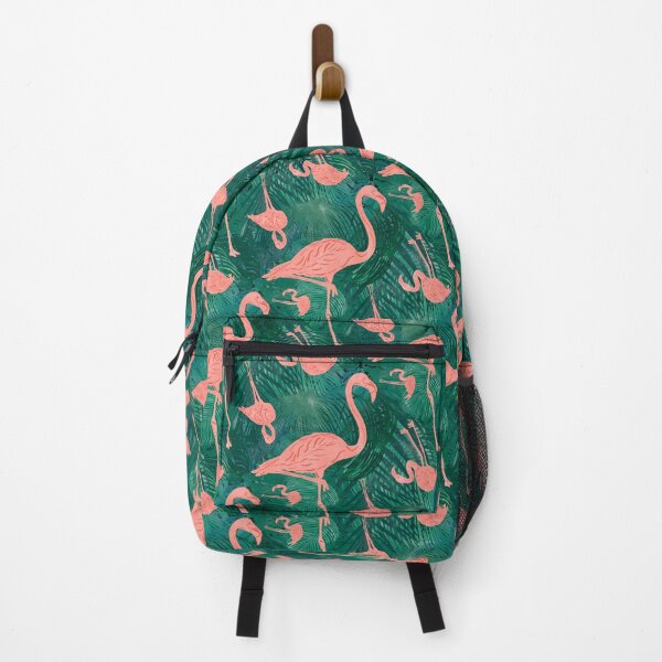 Item preview, Tropical Leaves and Flamingos Block Print Style designed and sold by PD-Coastal.