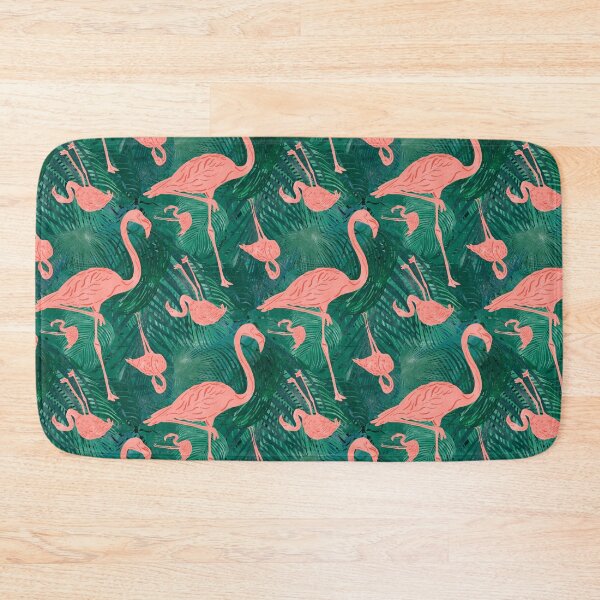 Item preview, Tropical Leaves and Flamingos Block Print Style designed and sold by PD-Coastal.