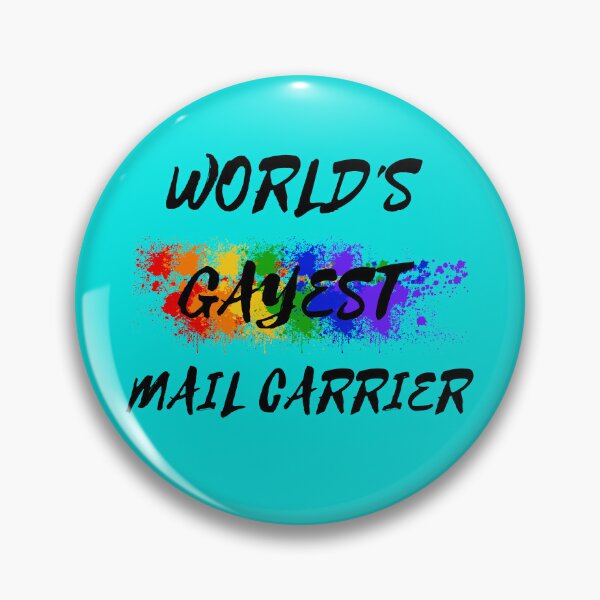 Item preview, World's Gayest Mail Carrier Queer Joke With Rainbow Colors For Pride Month In Cyan designed and sold by LuckyKermit.