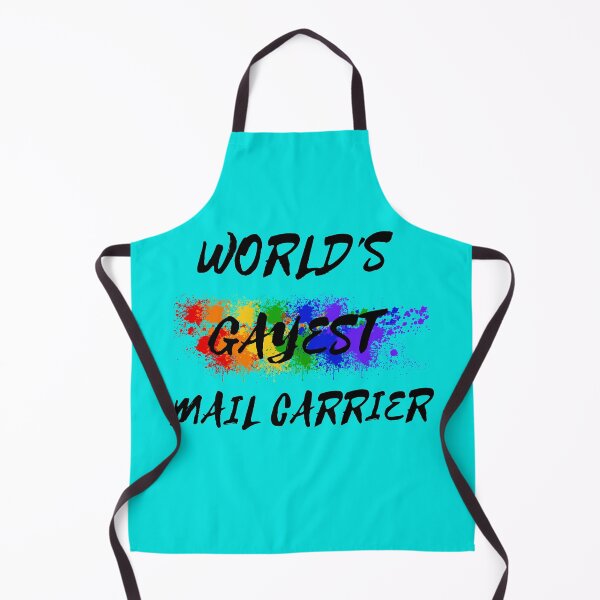 Item preview, World's Gayest Mail Carrier Queer Joke With Rainbow Colors For Pride Month In Cyan designed and sold by LuckyKermit.