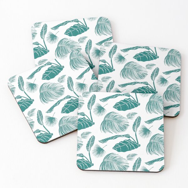 Item preview, Tropical Leaves in Deep Teal Block Print Style designed and sold by PD-Coastal.