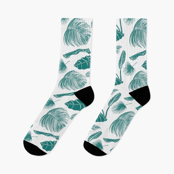 Item preview, Tropical Leaves in Deep Teal Block Print Style designed and sold by PD-Coastal.