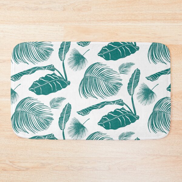 Item preview, Tropical Leaves in Deep Teal Block Print Style designed and sold by PD-Coastal.