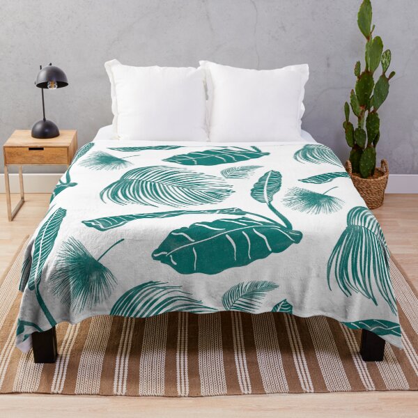 Item preview, Tropical Leaves in Deep Teal Block Print Style designed and sold by PD-Coastal.