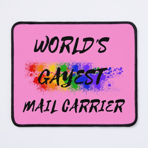 Item preview, World's Gayest Mail Carrier Queer Joke With Rainbow Colors For Pride Month In Pink designed and sold by LuckyKermit.
