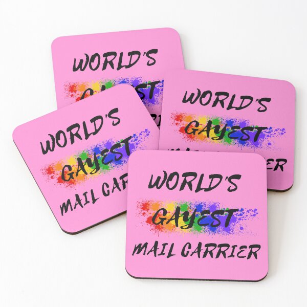 Item preview, World's Gayest Mail Carrier Queer Joke With Rainbow Colors For Pride Month In Pink designed and sold by LuckyKermit.