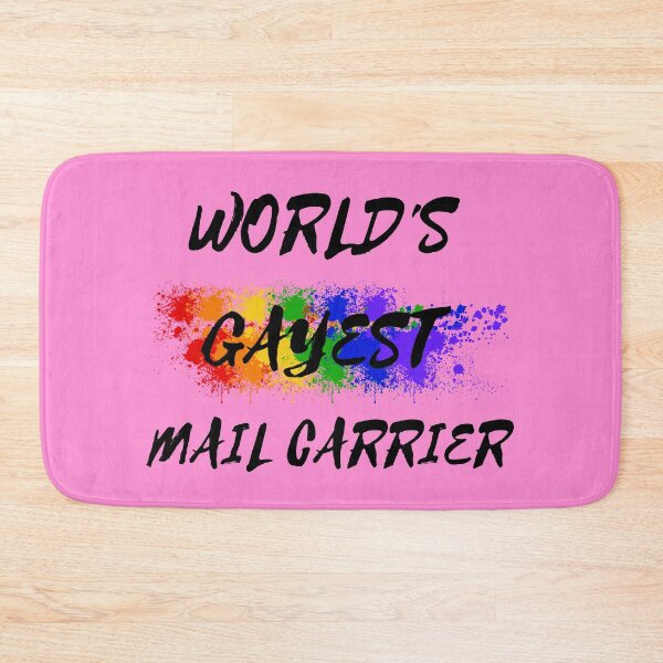 Item preview, World's Gayest Mail Carrier Queer Joke With Rainbow Colors For Pride Month In Pink designed and sold by LuckyKermit.