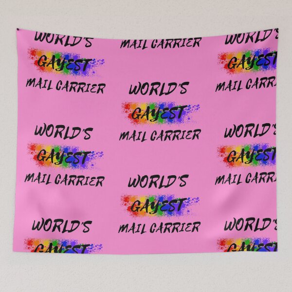 Item preview, World's Gayest Mail Carrier Queer Joke With Rainbow Colors For Pride Month In Pink designed and sold by LuckyKermit.