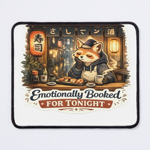 Item preview, Emotionally Booked For Tonight Retro Sushi Bar Japanese Aesthetic designed and sold by StickyGuys.