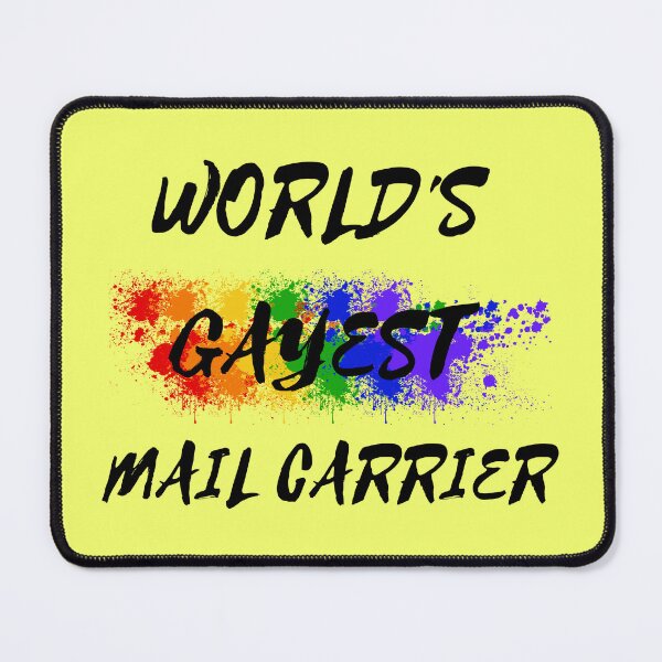 Item preview, World's Gayest Mail Carrier Queer Joke With Rainbow Colors For Pride Month In Yellow designed and sold by LuckyKermit.