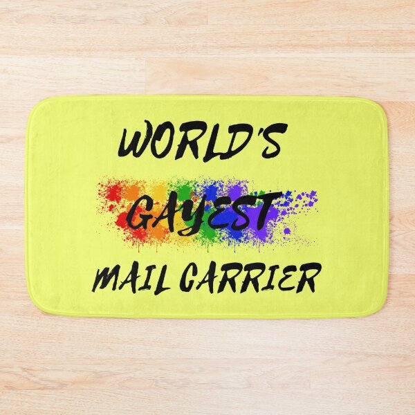 Item preview, World's Gayest Mail Carrier Queer Joke With Rainbow Colors For Pride Month In Yellow designed and sold by LuckyKermit.