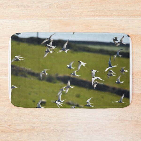 Item preview, Flock of Terns Swooping Over Coastal Grassland designed and sold by Shanguai.