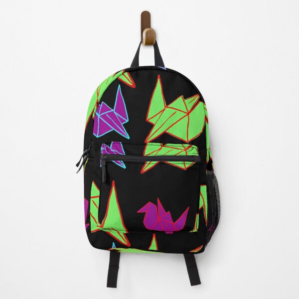 Item preview, Neon Origami Cranes on Bold Black Pattern designed and sold by artofthebart.
