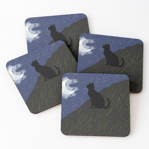 Item preview, Mystical Night Cat on a Grassy Hill designed and sold by Lougud.
