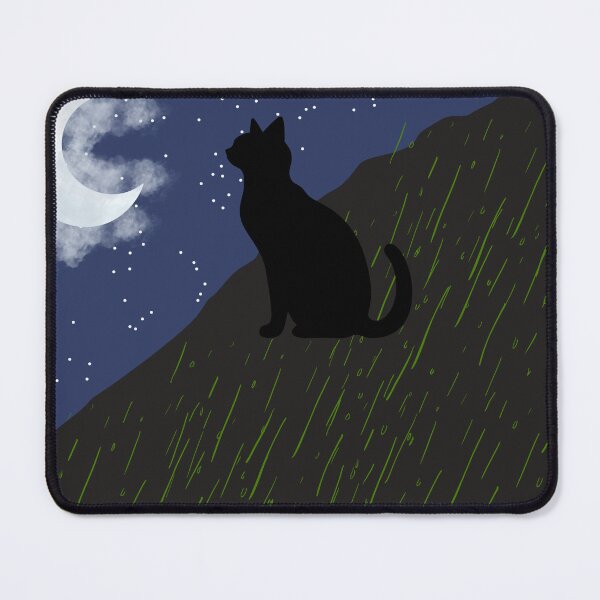 Item preview, Mystical Night Cat on a Grassy Hill designed and sold by Lougud.